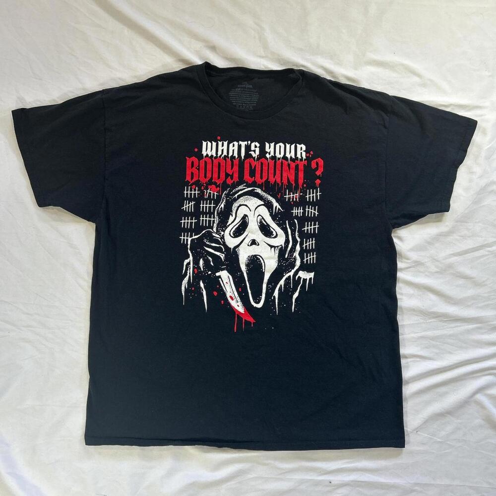 Official Ghost Face t-shirt featuring the iconic masked killer from Scream